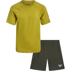 Reebok Boys Athletic Shorts Set - 2 Piece Summer Clothes Outfit with Graphic Tee and Gym Shorts with Inner Compression Lining in Kuwait