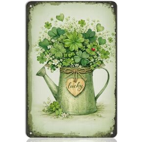 St Patrick’s Day Decorations Lucky Shamrock Tin Sign, Green Irish Metal Wall Decor for Home Garden Yard, Vintage Style 8 x 12 Inch in Saudi Arabia