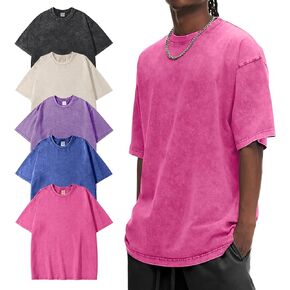 Eiscntd Men's T-Shirts 5 Pack Oversized T Shirts for Men Unisex Cotton Vintage Casual Streetwear Gym Work Tee in Kuwait