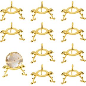 Dirvcp 10 قطع من حوامل كرات الكريستال الذهبية، حامل عرض كروي ذهبي لكرات كريستال 40 مم - 80 مم، حامل عرض من الزجاج والحجر الطبيعي، منظم الصخور المزخرف in Kuwait