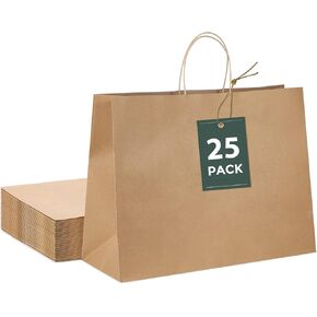 GSSUSA 100 Pack 8x4.75x10'' Paper Bags with Handles Bulk, Black Paper Gift Bags for Small Business, Sturdy Grocery Retail Shopping Bags, Birthday Party Favor Bags, Craft Bags, Kraft Bags in Kuwait