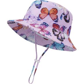 2-Pack Baby Sun Hat Kids Summer UPF 50+ قبعة دلو للأطفال الصغار قبعات شاطئ قابلة للتعديل بحافة واسعة للأولاد والبنات بعمر 0-6 سنوات in Kuwait
