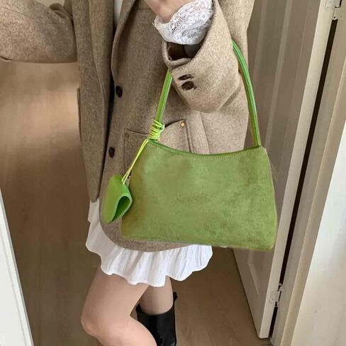 حقيبة كتف من جلد الغزال للنساء، حقائب يد جلدية، حقيبة حمل جمالية بسحاب، محفظة هوبو صغيرة لطيفة للنساء، حقيبة يد أنيقة بمقبض علوي، حقيبة سفر للعمل، حقيبة هدايا خضراء لعيد الميلاد in Kuwait