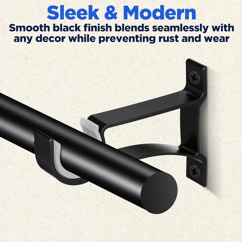20-Pack Heavy Duty Black Curtain Rod Brackets – Aluminum Alloy & PVC Wall Mount Hooks for 1" to 1.2" Drape Rods – Rust-Proof, Sturdy Support for Indoor/Outdoor Use in Saudi Arabia