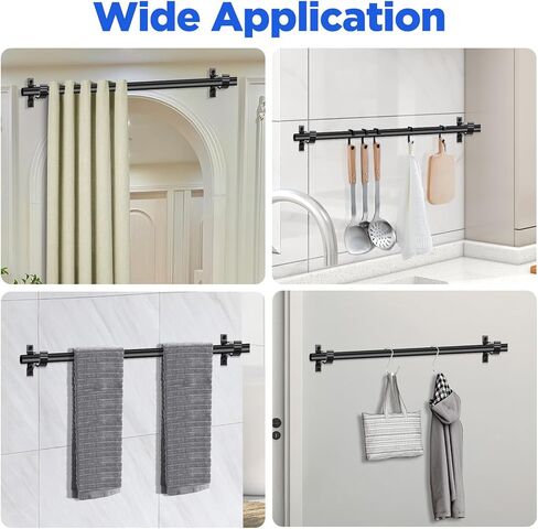 20-Pack Heavy Duty Black Curtain Rod Brackets – Aluminum Alloy & PVC Wall Mount Hooks for 1" to 1.2" Drape Rods – Rust-Proof, Sturdy Support for Indoor/Outdoor Use in Saudi Arabia