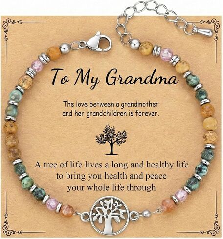 Tree of Life Bracelet of Grandma, Unique Birthday Mothers'Day Christmas Gifts with Blessing Quote Card in Saudi Arabia
