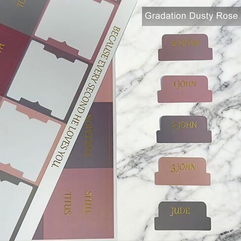 Vorscrin-Laminated Bible Tabs for Women and Men, Gold Foil Lettering Design, Reposition and Large Print Stickers, Bible Study Supplies, 90 Chapters Labels for Easy Navigation(Dusty Rose) in Saudi Arabia