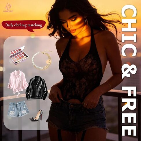 Sexy Lingerie for Women, Black Rhinestone Cutout Bodysuit, One Size High Stretch Nylon Lace Teddy (Style-Black04) in Saudi Arabia