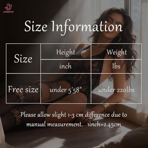 Sexy Lingerie for Women, Black Rhinestone Cutout Bodysuit, One Size High Stretch Nylon Lace Teddy (Style-Black04) in Saudi Arabia