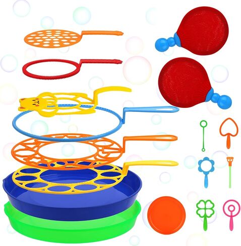 مجموعة عصا الفقاعات المكونة من 18 قطعة من Roberly، ألعاب عصا الفقاعات الكبيرة مع محلول الفقاعات، صينية، مضرب فقاعات ناعم، فقاعات مضحكة كبيرة لصنع ألعاب للأطفال والأنشطة الخارجية الصيفية، هدايا حفلات أعياد الميلاد in Kuwait