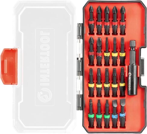 مجموعة لقم التأثير INTERTOOL لمحركات الصدمات مع حقيبة صلبة مدمجة | 21 قطعة توركس مرمزة بالألوان وفيليبس ومشقوقة ومربع | لقم من سبائك الصلب S2 مع حامل مغناطيسي سريع التغيير | VT08-3381 in Kuwait
