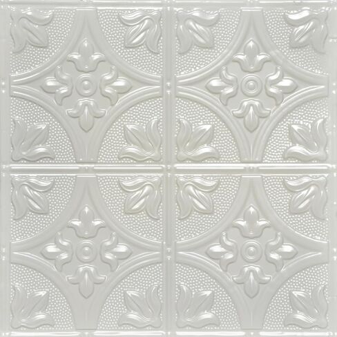 Shanko SKPC309 Tiptoe Stamped Metal Nail-up Tin Ceiling Tile (Covers/ 24 sq. ft.), Eggshell White, Pack of 6 in Saudi Arabia