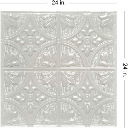 Shanko SKPC309 Tiptoe Stamped Metal Nail-up Tin Ceiling Tile (Covers/ 24 sq. ft.), Eggshell White, Pack of 6 in Saudi Arabia