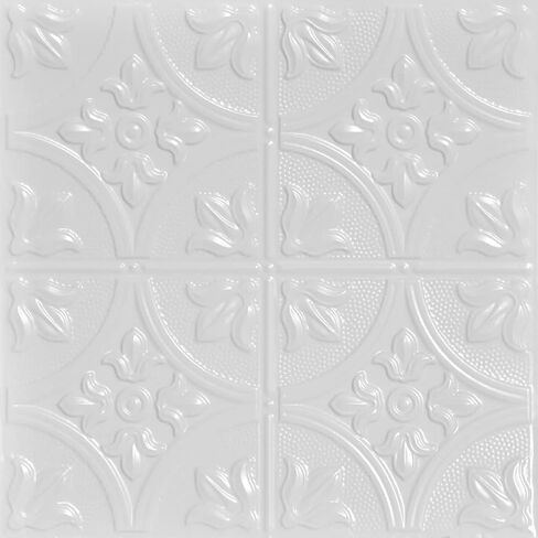 Shanko SKPC309 Tiptoe Stamped Metal Nail-up Tin Ceiling Tile (Covers/ 24 sq. ft.), Eggshell White, Pack of 6 in Saudi Arabia