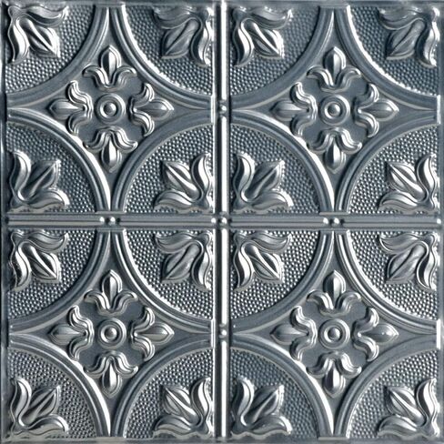 Shanko SKPC309 Tiptoe Stamped Metal Nail-up Tin Ceiling Tile (Covers/ 24 sq. ft.), Eggshell White, Pack of 6 in Saudi Arabia