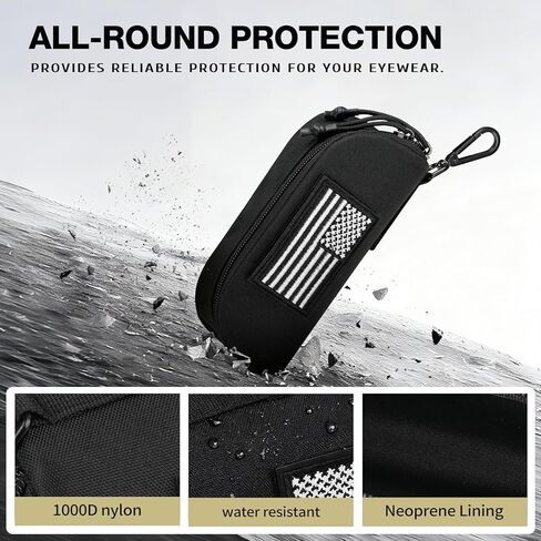 Tactical Molle Glasses Case, Shockproof Eyeglasses Case Hard Shell 1000D Nylon with Zipper and Clip in Kuwait