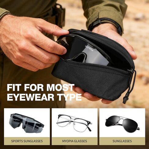 Tactical Molle Glasses Case, Shockproof Eyeglasses Case Hard Shell 1000D Nylon with Zipper and Clip in Kuwait