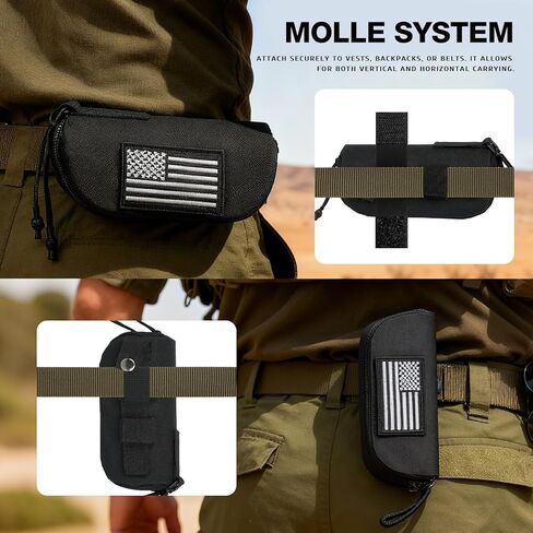 Tactical Molle Glasses Case, Shockproof Eyeglasses Case Hard Shell 1000D Nylon with Zipper and Clip in Kuwait