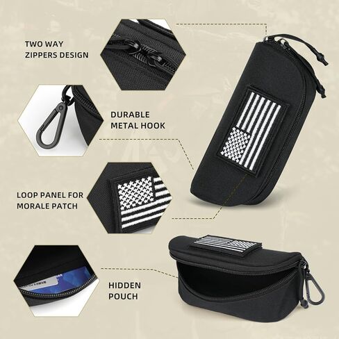 Tactical Molle Glasses Case, Shockproof Eyeglasses Case Hard Shell 1000D Nylon with Zipper and Clip in Kuwait
