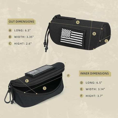 Tactical Molle Glasses Case, Shockproof Eyeglasses Case Hard Shell 1000D Nylon with Zipper and Clip in Kuwait
