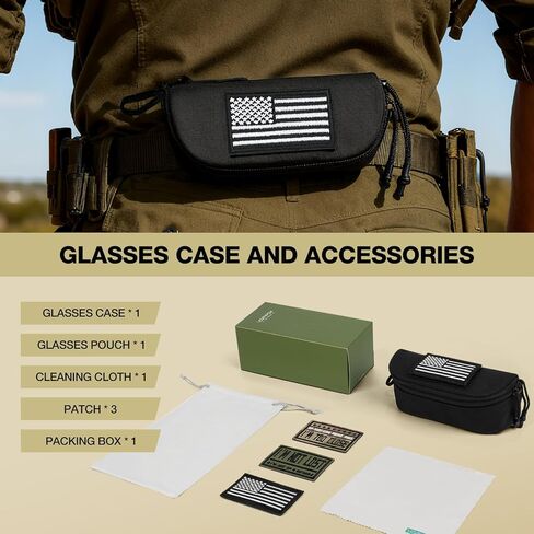 Tactical Molle Glasses Case, Shockproof Eyeglasses Case Hard Shell 1000D Nylon with Zipper and Clip in Kuwait