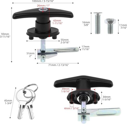 QWORK Truck Cap Locking T-Handle Set, Truck Bed Topper Door Locking Kit Accessories, Includes Left & Right, Keyed Alike (2 Locks) in Saudi Arabia
