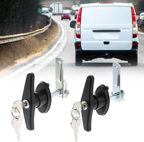 QWORK Truck Cap Locking T-Handle Set, Truck Bed Topper Door Locking Kit Accessories, Includes Left & Right, Keyed Alike (2 Locks) in Saudi Arabia