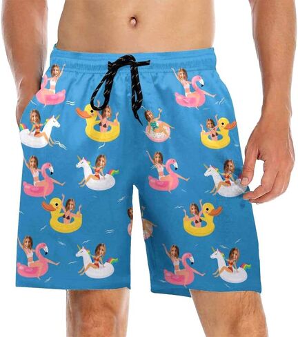 Personalized Face Swim Trunks Custom Face Men Swim Short Funny Beach Shorts for Men Gift for Dad Boyfriend Husband in Saudi Arabia