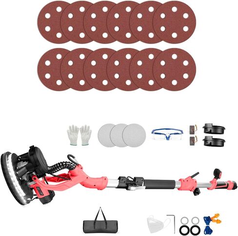 ماكينة صنفرة الحوائط الجافة اليدوية مقاس 9 بوصة مع عمود تمديد، ماكينة سنفرة حائط للطلاء، أحمر فاتح in Kuwait