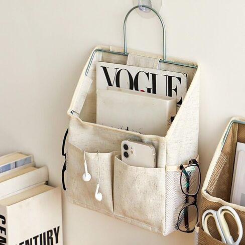 Wall Hanging Organizer with Stainless Steel Frame, Wall Hanging Storage Bags, Hanging Pocket, Waterproof Multi-Pocket Storage Hanging Holder for Home, Office, Kitchen, Bathroom (Jute Style) in Saudi Arabia