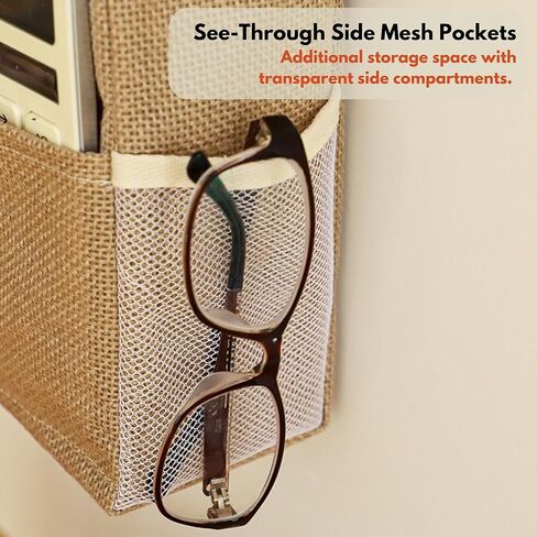 Wall Hanging Organizer with Stainless Steel Frame, Wall Hanging Storage Bags, Hanging Pocket, Waterproof Multi-Pocket Storage Hanging Holder for Home, Office, Kitchen, Bathroom (Jute Style) in Saudi Arabia