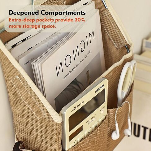 Wall Hanging Organizer with Stainless Steel Frame, Wall Hanging Storage Bags, Hanging Pocket, Waterproof Multi-Pocket Storage Hanging Holder for Home, Office, Kitchen, Bathroom (Jute Style) in Saudi Arabia