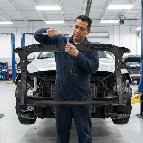 مجموعة أساسية لدعم الرادياتير الأمامي متوافقة مع 2017-2018 Hyundai Elantra، بديل لـ 64101F2000 HY1225202، فولاذ أسود، حامل الرادياتير in Saudi Arabia