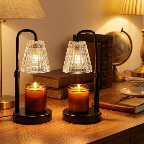 glimra 2 حزمة مصباح شمعة أكثر دفئا مع الموقت، عكس الضوء ارتفاع قابل للتعديل شمعة سخان هدايا عيد ميلاد للنساء أمي شقيقة الأصدقاء، هدايا المنزل الاحترار مصباح شمعة المنزل الجديد أكثر دفئا مع 4 لمبات in Saudi Arabia