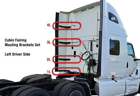 KOZAK Cabin Fairing Brackets/Mounts Set L1, L2, L3, L4 Compatible with International LT LT625, Driver Left Side, Includes Logo and Reflective Vest in Kuwait