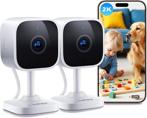 Outinput Indoor Security Camera, 2K WiFi Home Camera for Baby Monitor/Pet/Dog, Motion Detect, Night Vision, 2-Way Audio, Instant App Alerts, Cloud & Local Storage, Share to Family (Black) in Saudi Arabia