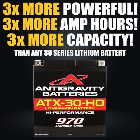 Antigravity ATX30-HD دراجة نارية ليثيوم شديدة التحمل وبطارية Powersport 24Ah، المجموعة 30، معظم الطاقة في فئتها UTV، جزازة العشب، بطارية المولد - هوندا، ياماها، كاواساكي، فيكتوري، هندي، هارلي in Kuwait