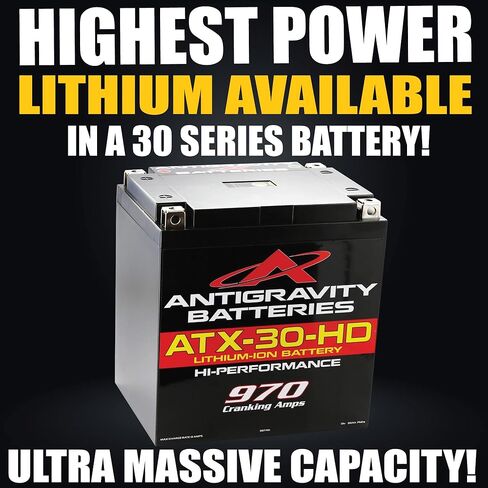 Antigravity ATX30-HD دراجة نارية ليثيوم شديدة التحمل وبطارية Powersport 24Ah، المجموعة 30، معظم الطاقة في فئتها UTV، جزازة العشب، بطارية المولد - هوندا، ياماها، كاواساكي، فيكتوري، هندي، هارلي in Kuwait