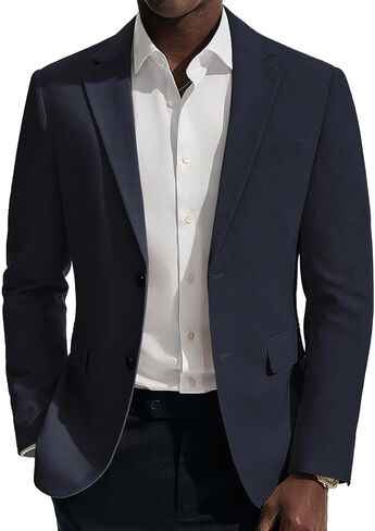 Mens Casual Blazer Sport Coats Two Buttons Lightweight Suit Jacket Navy Blue in Saudi Arabia