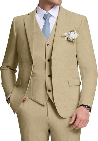 الرجعية رجل الكتان البدلة سليم صالح 3 قطعة الصيف بدلة الزفاف عادية شاطئ الكتان الدعاوى للرجال حفلة موسيقية سترة سترة مجموعة بناطيل رجالي in Kuwait