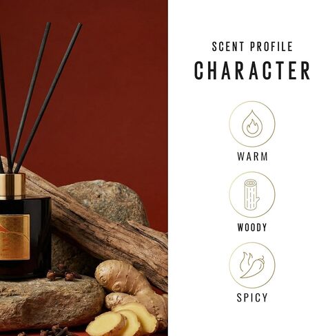 Scent Beauty K-3 Amber Woods Reed Diffuser - رائحة خشبية دافئة مع روائح متبلة - خشب الأرز وخشب العنبر لأجواء مريحة - عطر الغرفة المستمر - 200 مل in Kuwait