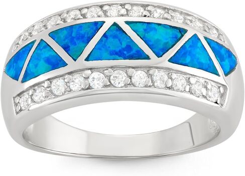 Beaux Bijoux من الفضة الإسترليني CZ وخاتم مصمم من العقيق الأزرق in Saudi Arabia