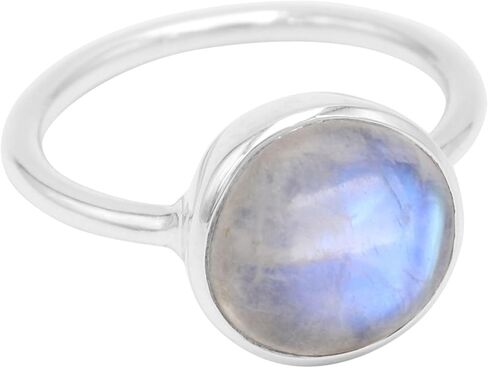 خاتم حجر القمر من الفضة الإسترليني عيار 925 - مجوهرات جوهرة الميلاد النسائية المصنوعة يدويًا، خاتم الأحجار الكريمة المميز in Kuwait