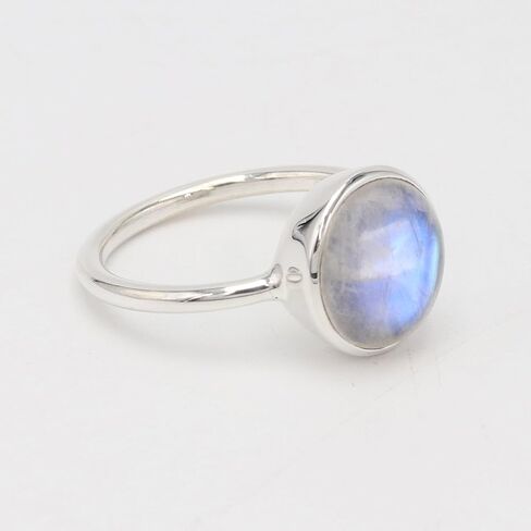 خاتم حجر القمر من الفضة الإسترليني عيار 925 - مجوهرات جوهرة الميلاد النسائية المصنوعة يدويًا، خاتم الأحجار الكريمة المميز in Kuwait