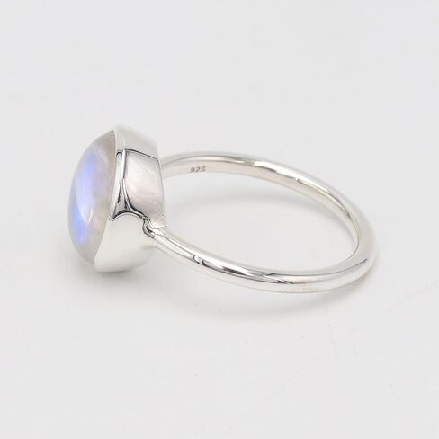 خاتم حجر القمر من الفضة الإسترليني عيار 925 - مجوهرات جوهرة الميلاد النسائية المصنوعة يدويًا، خاتم الأحجار الكريمة المميز in Kuwait