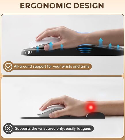 لوحة ماوس مريحة من AUEDROT مع مسند للمعصم 2 في 1 مع دعم للمعصم، بساط ماوس مكتبي من إسفنج الذاكرة مع نتوءات للتدليك وقاعدة جل PU غير قابلة للانزلاق، مناسبة للمكتب والألعاب، أسود in Kuwait