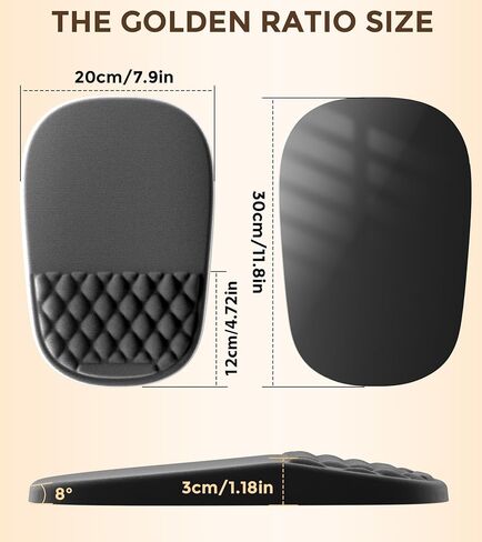 لوحة ماوس مريحة من AUEDROT مع مسند للمعصم 2 في 1 مع دعم للمعصم، بساط ماوس مكتبي من إسفنج الذاكرة مع نتوءات للتدليك وقاعدة جل PU غير قابلة للانزلاق، مناسبة للمكتب والألعاب، أسود in Kuwait