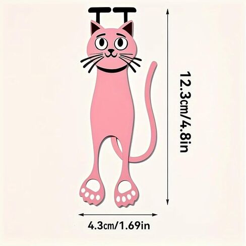 Cute Cat Design Acrylic Bookmarks - 2D Flat, Fun & Colorful, Perfect for Reading Lovers, Unique Gifts, Set of 3 in Saudi Arabia