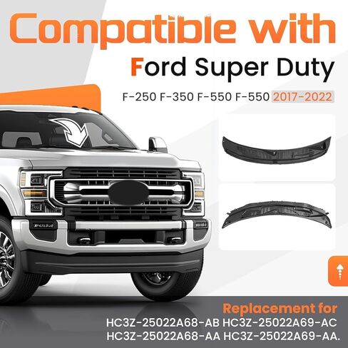 Windshield Wiper Cowl Panel Grille Compatible with 2017-2022 Ford F250 F350 F450 F550 Super Duty Front Window Cover Insert Panel Left&Right Replace for HC3Z-25022A69-AC HC3Z-25022A68-AB in Saudi Arabia