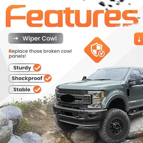 Windshield Wiper Cowl Panel Grille Compatible with 2017-2022 Ford F250 F350 F450 F550 Super Duty Front Window Cover Insert Panel Left&Right Replace for HC3Z-25022A69-AC HC3Z-25022A68-AB in Saudi Arabia